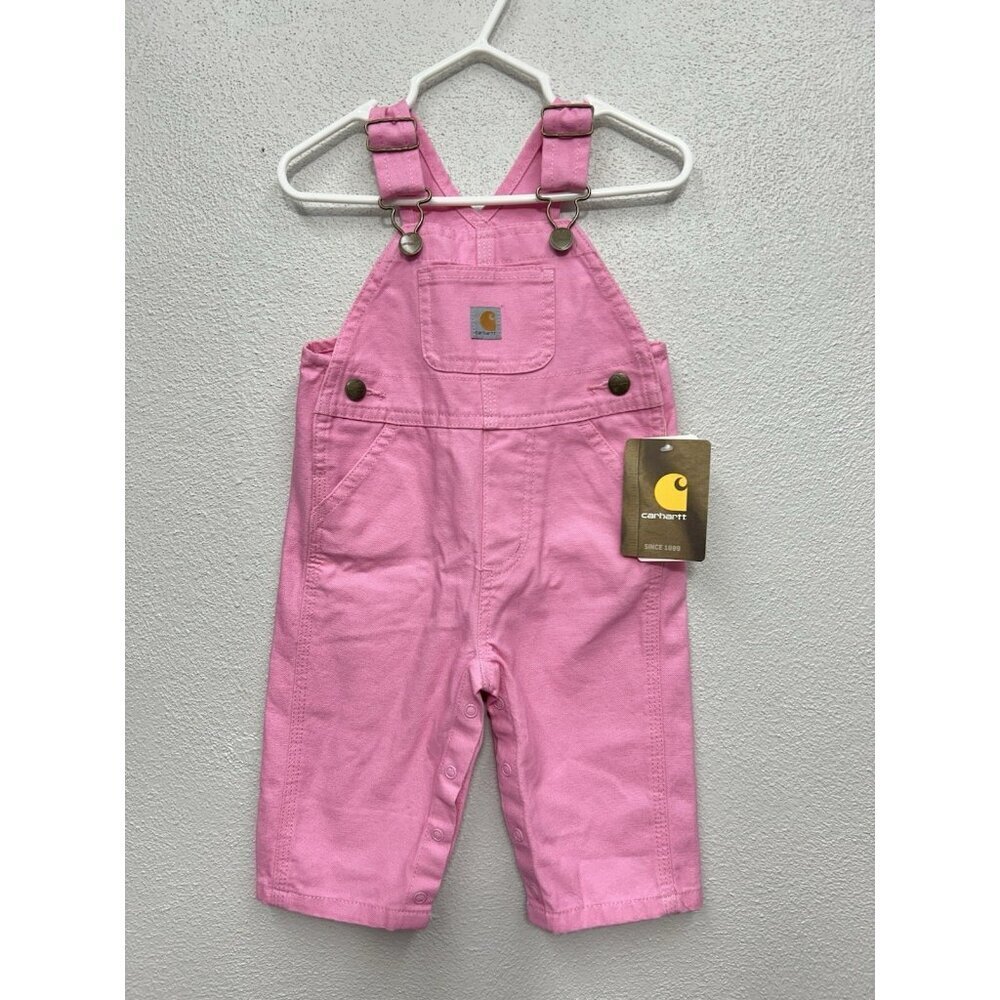 NWT Carhartt Girls Loose Fit Bib Canvas Overall Rose Bloom Pink (6M) 6 Month